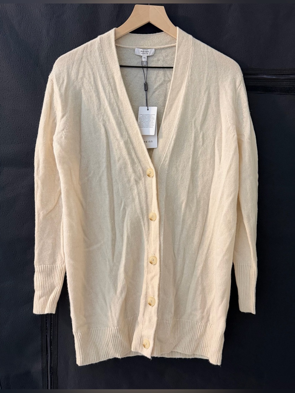 NWT Reiss Ivory Cashmere Wool Blend Kelis Cardigan Sweater XS Quiet Luxury - Picture 3 of 9